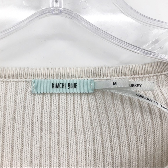 Kimchi Blue Crop Sweater Ivory Eyelet Ruffle Hem M - Picture 10 of 12
